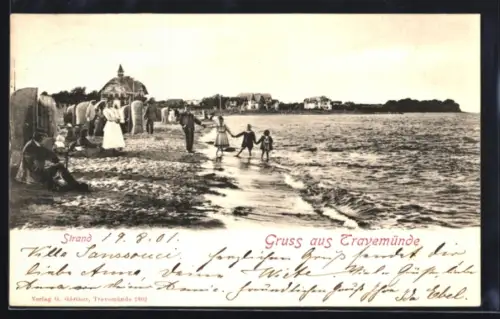 AK Travemünde, Strand mit Badegästen