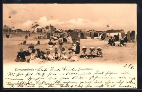 AK Travemünde, Kurhaus, Strandhotel, Strandleben