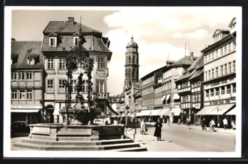AK Göttingen, Gänseliesel-Brunnen, Weender Strasse, Jakobikirche