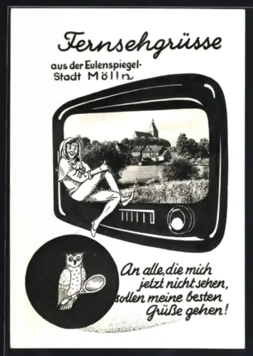 AK Mölln, Ortspartie mit Kirche, Till Eulenspiegel, Fernsehmotiv