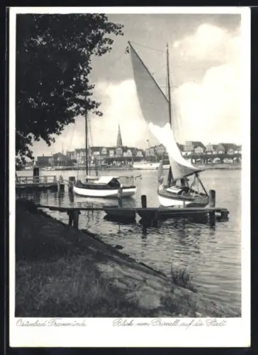 AK Travemünde, Blick vom Priwall auf die Stadt