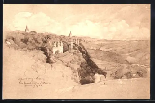 Künstler-AK Dornburg a. Saale, Die drei Schlösser