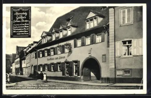 AK Emmendingen, Gasthaus zum Löwen, Schauplatz von Goethes Hermann und Dorothea