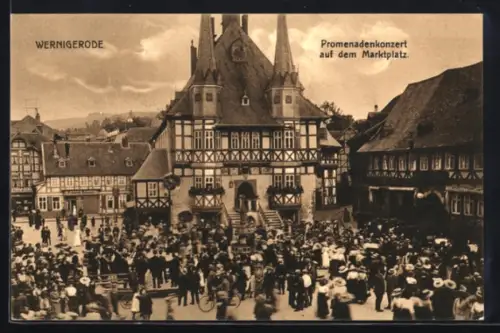 AK Wernigerode, Promenadenkonzert auf dem Marktplatz