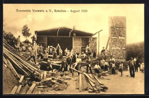 AK Rotschau, Turnverein Vorwärts e. V. August 1923