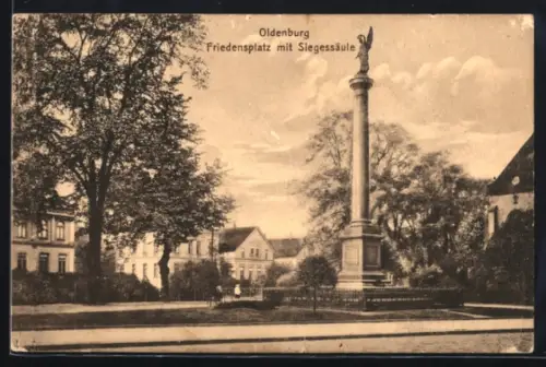 AK Oldenburg, Friedensplatz mit Siegessäule