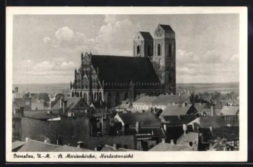 AK Prenzlau /U.-M., St. Marienkirche, Nordostansicht