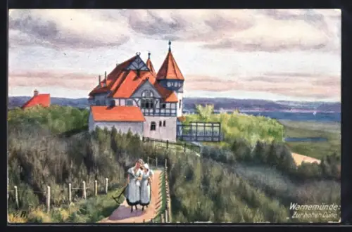 Künstler-AK Warnemünde, Zur hohen Düne