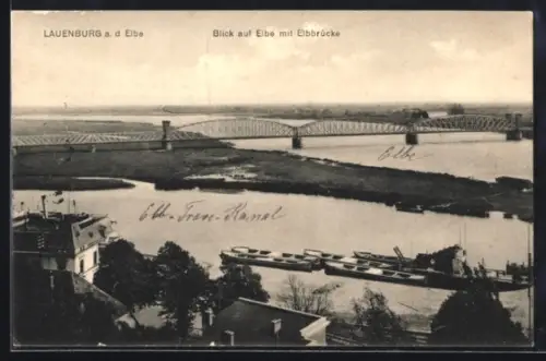 AK Lauenburg a. d. Elbe, Blick auf Elbe mit Elbbrücke