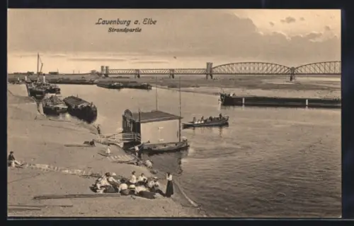 AK Lauenburg a. Elbe, Strandpartie
