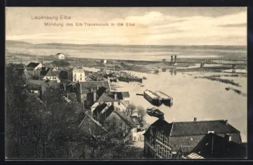 AK Lauenburg /Elbe, Mündung des Elb-Travekanals in die Elbe