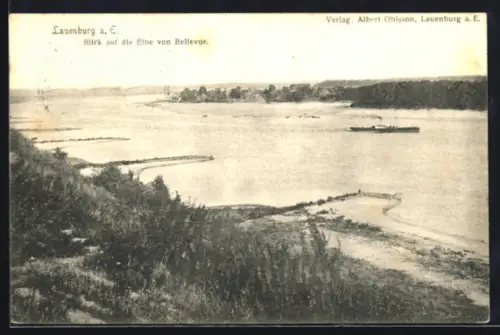 AK Lauenburg a. E., Blick auf die Elbe von Bellevue
