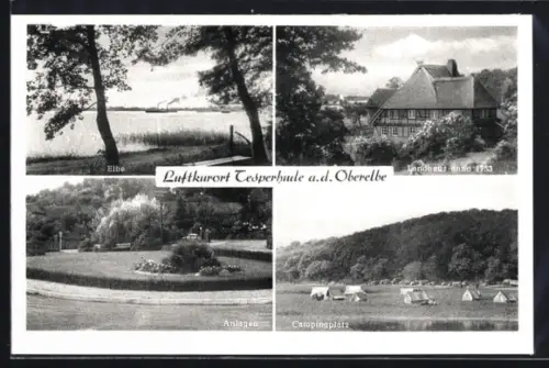AK Tesperhude a. d. Oberelbe, Elbe, Landhaus anno 1753, Anlagen, Campingplatz