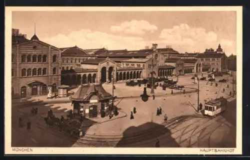 AK München, Hauptbahnhof, Strassenbahn