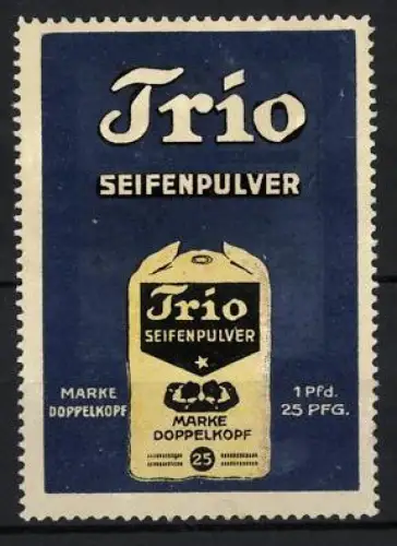 Reklamemarke Trio Seifenpulver, Seife und Reinigungsmittel, Marke Doppelkopf, Seifenpulver-Sack