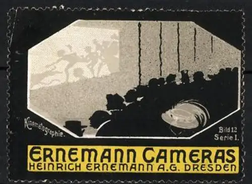 Reklamemarke Dresden, Heinrich Ernemann AG., Ernemann Cameras, Kinematographie im Theater