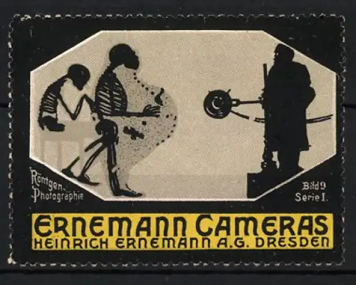 Reklamemarke Dresden, Heinrich Ernemann AG., Ernemann Cameras, Röntgen-Photographie