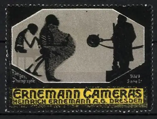 Reklamemarke Dresden, Heinrich Ernemann AG., Ernemann Cameras, Röntgenaufnahme und Kameratechnik