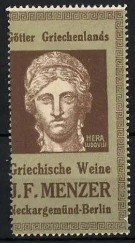 Reklamemarke Neckargemünd, Berlin, Griechische Weine, Hera Ludovisi