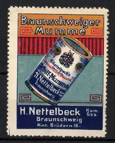 Reklamemarke Braunschweig, Braunschweiger Mumme, H. Nettelbeck Kom. Ges.