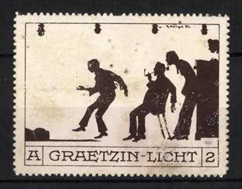 Reklamemarke A. Graetzin-Licht, Schattentheater-Szene