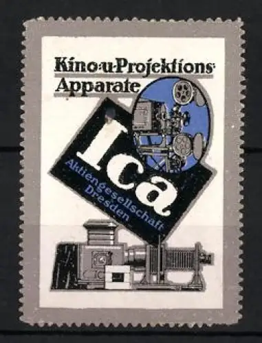 Reklamemarke Dresden, Ica Aktiengesellschaft, Kino- und Projektions-Apparate, Filmprojektor
