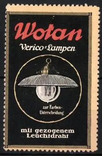 Reklamemarke Wotan, Verico-Lampen, Hängelampe mit Glühbirne