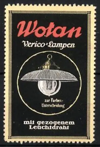 Reklamemarke Wotan, Verico-Lampen, Hängelampe mit Glühbirne