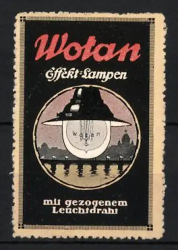 Reklamemarke Wotan, Effekt-Lampen, Glühbirne und Brücke im Hintergrund