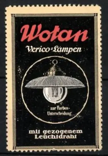 Reklamemarke Wotan, Verico-Lampen, Hängelampe mit Schirm
