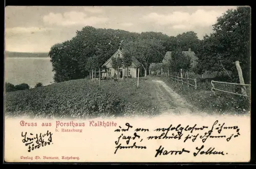 AK Ratzeburg, Forsthaus Kalkhütte, Panorama mit Wasserblick