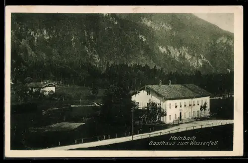 AK Hainbach, Gasthaus zum Wasserfall mit Strasse aus der Vogelschau
