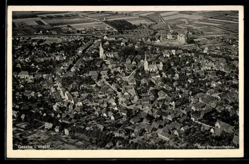 AK Geseke i. Westf., Ortsansicht vom Flugzeug aus