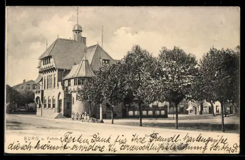 AK Burg a. Fehm., Rathaus, Panorama, Kindergruppe