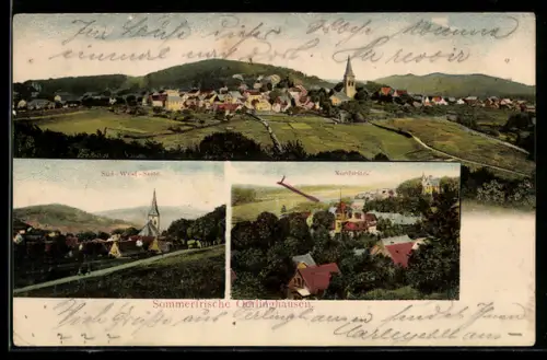 Lithographie Oerlinghausen, Gesamtansicht, Süd-West-Seite, Nordseite