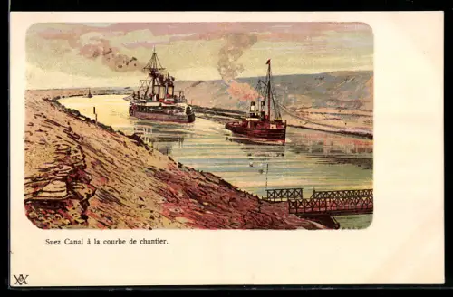 AK Suez, Canal a la courbe de chantier, Dampfer