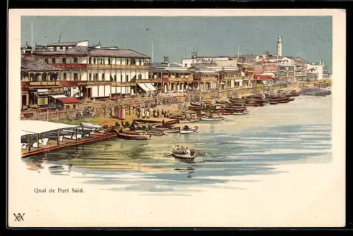 Lithographie Port Said, Le Quai