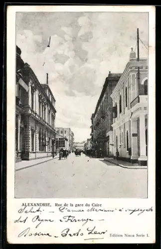 AK Alexandrie, Rue de la gare du Caire