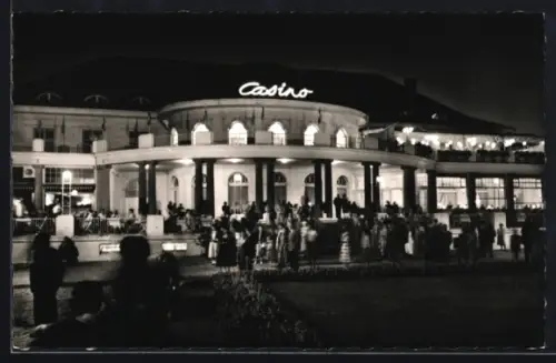 AK Travemünde, Ostseebad, Cafe Casino bei Nacht