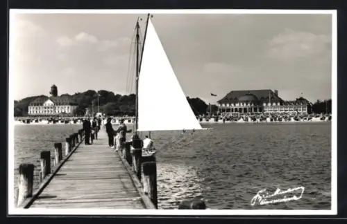 AK Travemünde, Strand mit Bootsteg