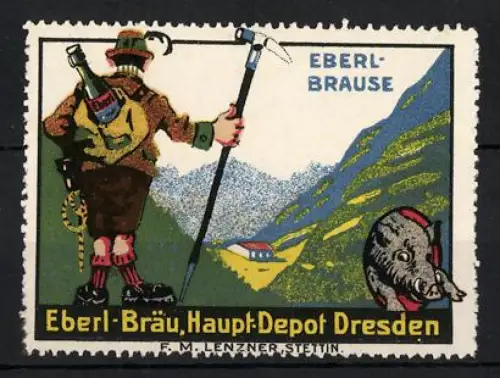 Reklamemarke Dresden, Eberl-Bräu, Bergsteiger