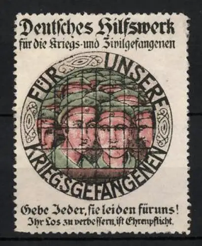 Reklamemarke Deutsches Hilfswerk für Kriegs- und Zivilgefangene, Soldatenporträts