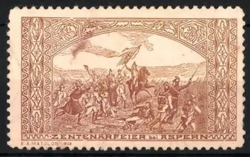 Reklamemarke Aspern, Zentenarfeier 1909, Schlachtszene