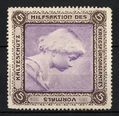 Reklamemarke Hilfsaktion des Kriegsfürsorgeamtes, Kinderportrait