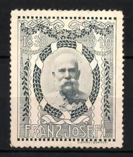Reklamemarke Kaiser Franz Josef I., Porträt im Kranz