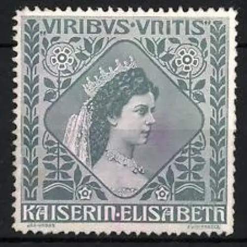 Reklamemarke Viribus Unitis, Kaiserin Elisabeth, Porträt mit Krone