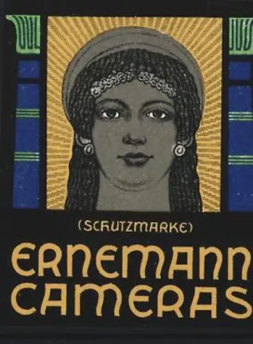 Reklamemarke Ernemann Cameras, Kamera und Fotographie, Frauenporträt