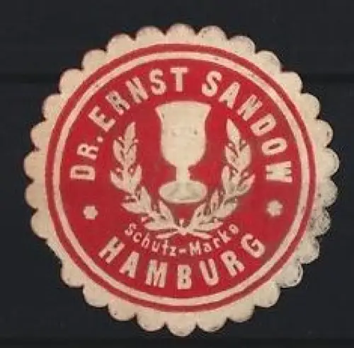 Reklamemarke Hamburg, Dr. Ernst Sandow, Medizinische Brausalze, Pokal mit Lorbeerkranz