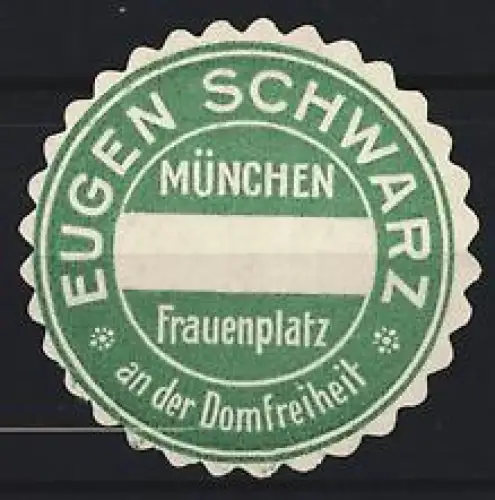 Reklamemarke München, Eugen Schwarz, Geschenkkörbe mit Nahrungsmitteln, Frauenplatz an der Domfreiheit
