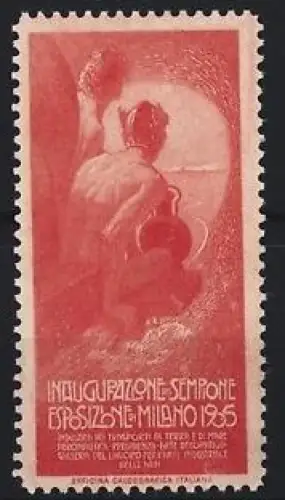 Reklamemarke Mailand, Inaugurazione Sempione Esposizione 1905, Frau mit Krug